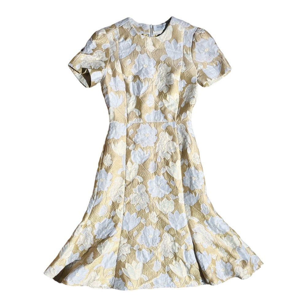 MM LaFleur Gold Metallic Floral Dress